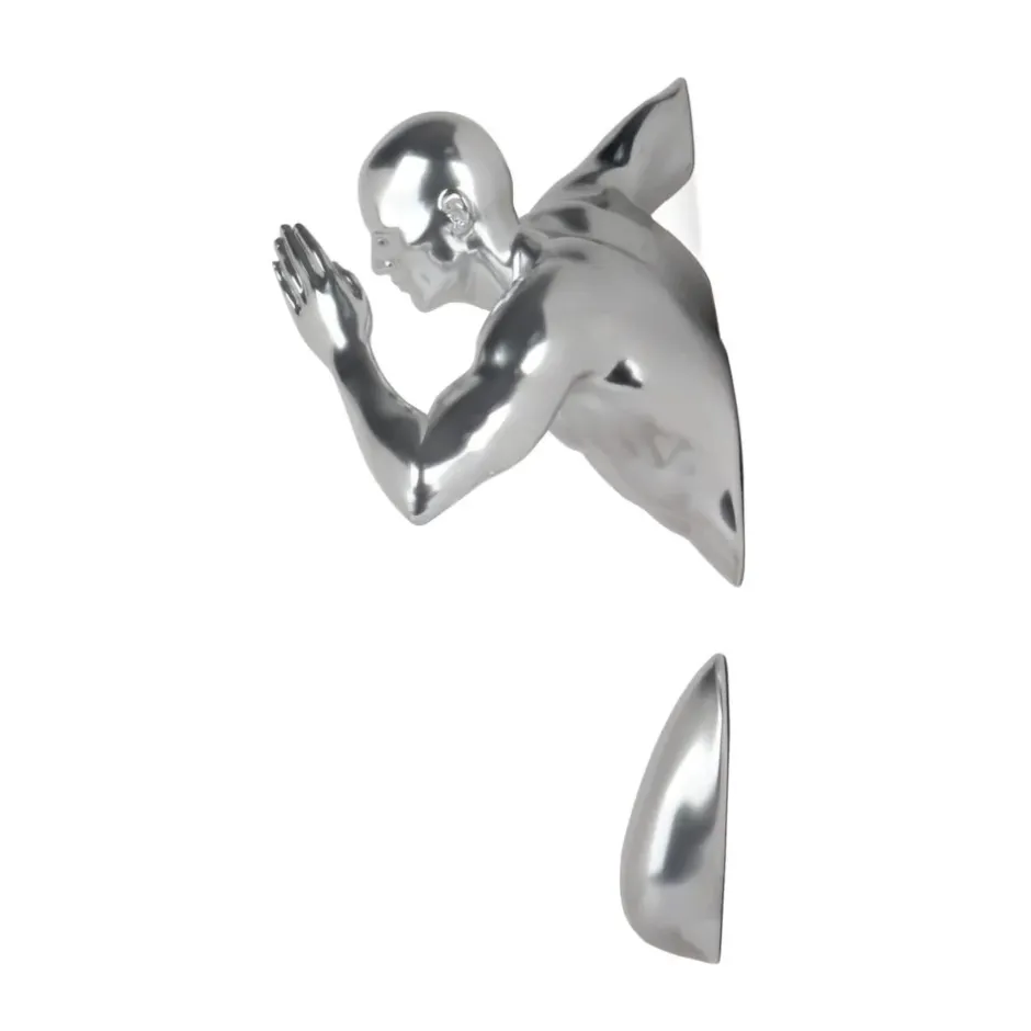 Statues & Sculptures Figurative|Wall Art^Infinity Man 28cm Silver Resin Wall Sculpture