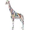 Statues & Sculptures Floor Standing|Animals^Inked Giraffe 100cm Multicolour Resin Indoor Sculpture
