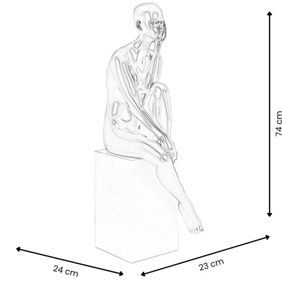 Statues & Sculptures Figurative|Floor Standing^Introspective 74cm Anthracite Resin Indoor Sculpture