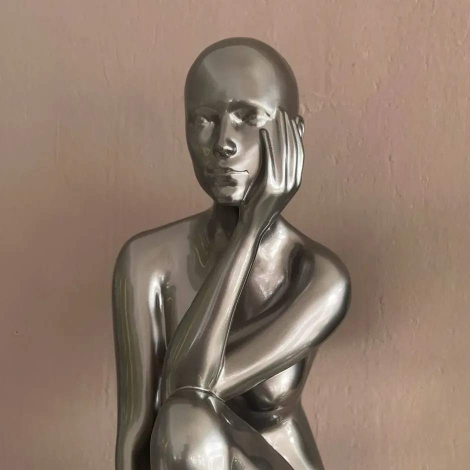 Statues & Sculptures Figurative|Floor Standing^Introspective 74cm Anthracite Resin Indoor Sculpture