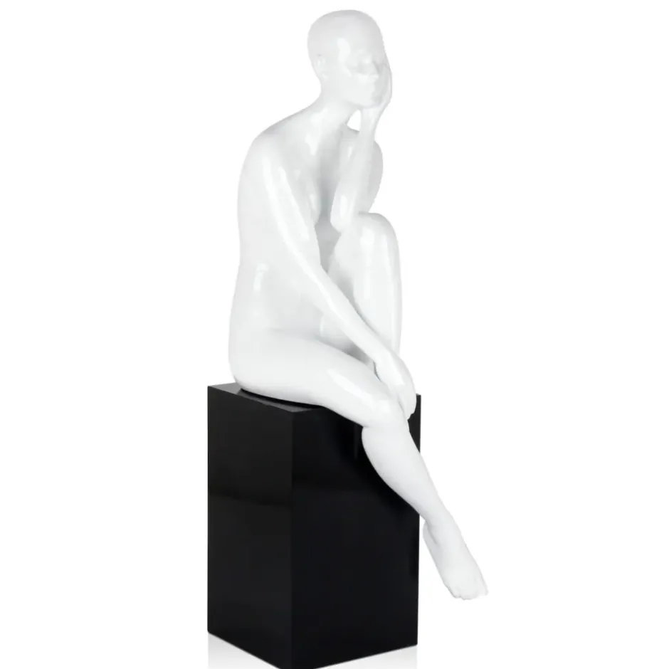 Statues & Sculptures Figurative|Floor Standing^Introspective 74cm White Resin Indoor Sculpture