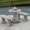 Statues & Sculptures Stone Benches^Japanese Stone Benches & Table Patio Garden Furniture Set