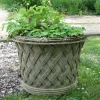 Statues & Sculptures Large|Round^Jardinier Basket Weave 45cm Stone Garden Planter