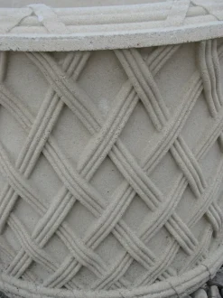 Statues & Sculptures Large|Round^Jardinier Basket Weave 45cm Stone Garden Planter