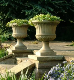 Statues & Sculptures Large|Round^Kensington Urn Stone Garden Planter on Plinth