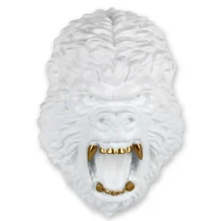 Statues & Sculptures Wall Art|Animals^King Gorilla 43cm White Resin Wall Sculpture