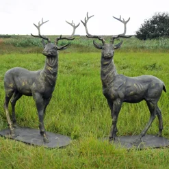 Statues & Sculptures Stags & Deers^Large Life Size Pair of Bronze Stags Sculptures - Deer Garden Ornaments