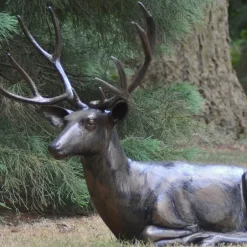 Statues & Sculptures Stags & Deers^Laying Deer Stag Bronze Metal Garden Statue
