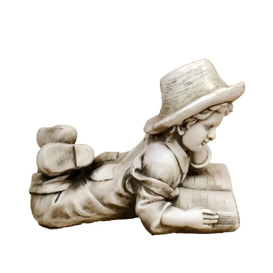 Statues & Sculptures Children^Laying Reading Boy 36cm Stone Resin Garden Statue
