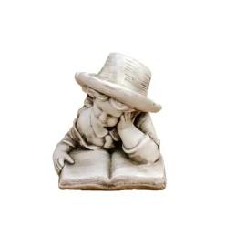 Statues & Sculptures Children^Laying Reading Boy 36cm Stone Resin Garden Statue