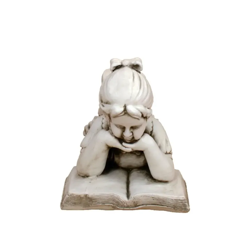 Statues & Sculptures Children^Laying Reading Girl 34cm Stone Resin Garden Statue