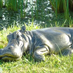 Statues & Sculptures Wildlife^Lazy Hippo Bronze Metal Garden Statue
