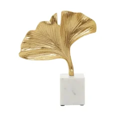 Statues & Sculptures Table Top|Contemporary^Leaf of Light 30cm Gold Metal Indoor Sculpture