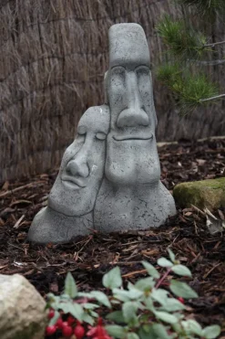 Statues & Sculptures Easter Island Heads^Leaning Easter Island Heads Stone Garden Ornament