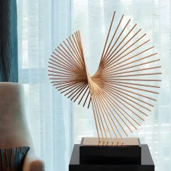 Statues & Sculptures Table Top|Abstract^Linear Motion 64cm Gold Metal Indoor Sculpture