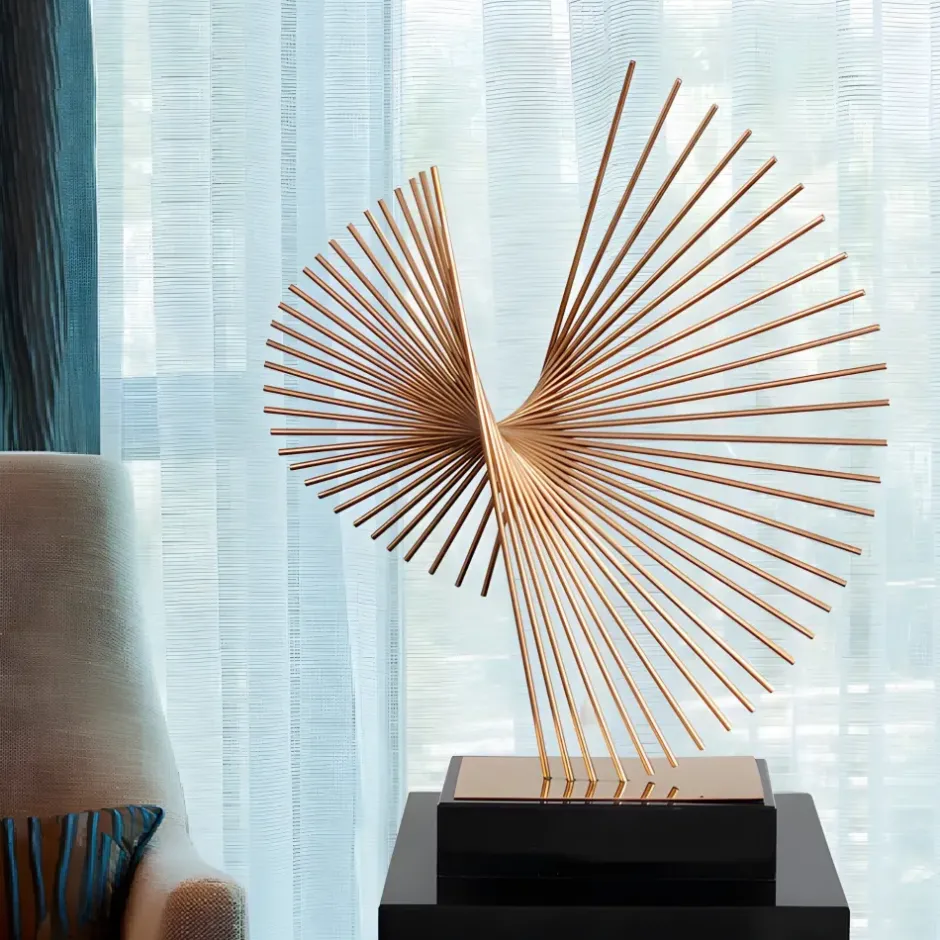 Statues & Sculptures Table Top|Abstract^Linear Motion 64cm Gold Metal Indoor Sculpture