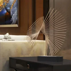 Statues & Sculptures Table Top|Abstract^Linear Motion 64cm Silver Metal Indoor Sculpture