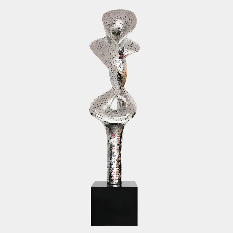 Statues & Sculptures Giant|Floor Standing^Liquid Fusion 238cm Silver Metal Garden Sculpture