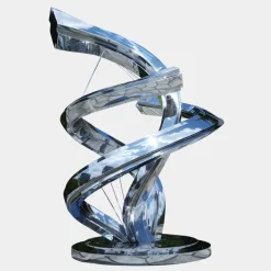 Statues & Sculptures Giant|Floor Standing^Liquid Helix 168cm Silver Metal Garden Sculpture
