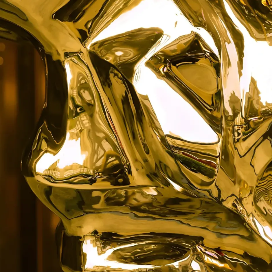 Statues & Sculptures Floor Standing|Abstract^Liquid Mirage 155cm Gold Metal Garden Sculpture