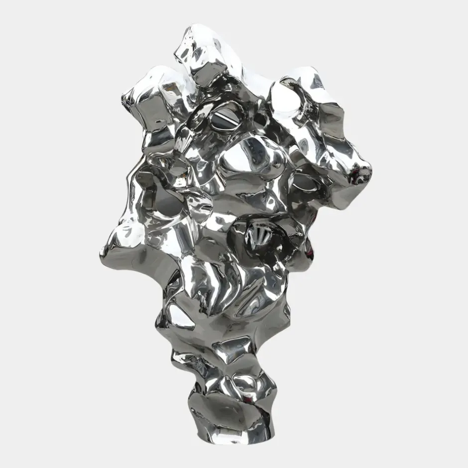 Statues & Sculptures Floor Standing|Abstract^Liquid Mirage 155cm Silver Metal Garden Sculpture
