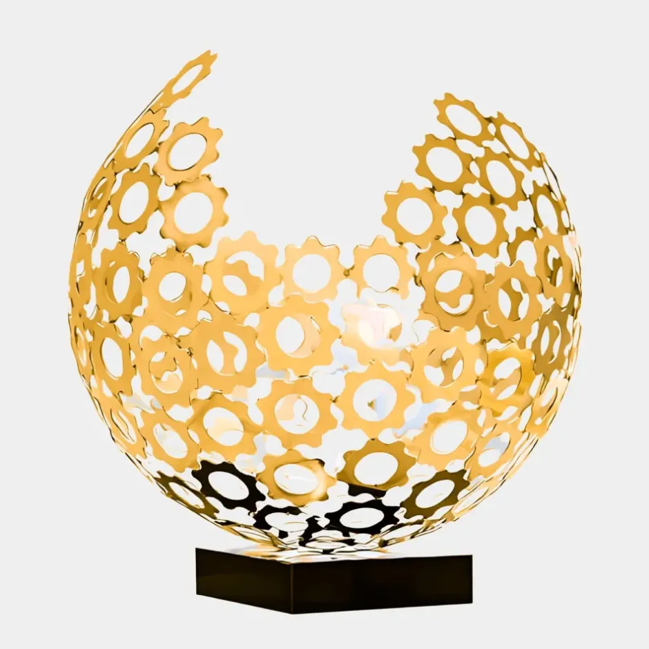 Statues & Sculptures Table Top|Abstract^Lunar Sphere 44cm Gold Metal Indoor Sculpture