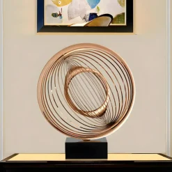 Statues & Sculptures Table Top|Abstract^Luxe Sphere 67cm Copper Metal Indoor Sculpture