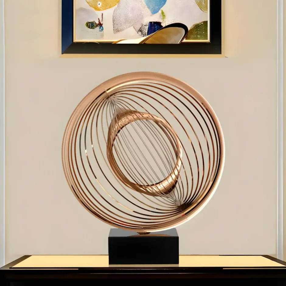 Statues & Sculptures Table Top|Abstract^Luxe Sphere 67cm Copper Metal Indoor Sculpture