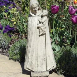 Statues & Sculptures Virgin Mary^Madonna and Friar Monk Stone Garden Statues