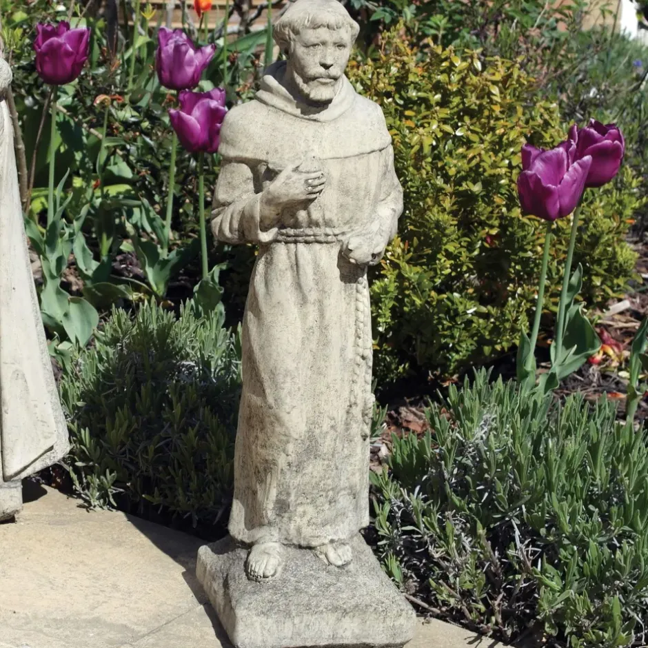 Statues & Sculptures Virgin Mary^Madonna and Friar Monk Stone Garden Statues