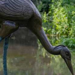 Statues & Sculptures Cranes^Majestic Crane 100cm Bronze Metal Garden Statue
