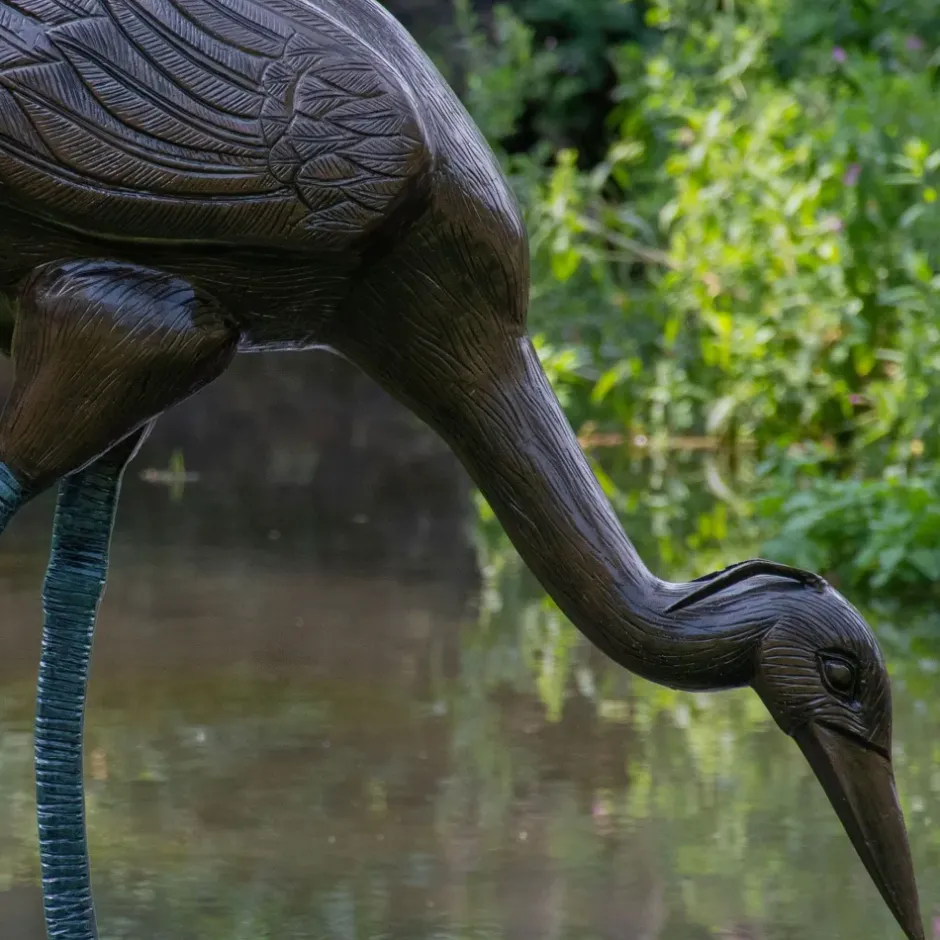 Statues & Sculptures Cranes^Majestic Crane 100cm Bronze Metal Garden Statue