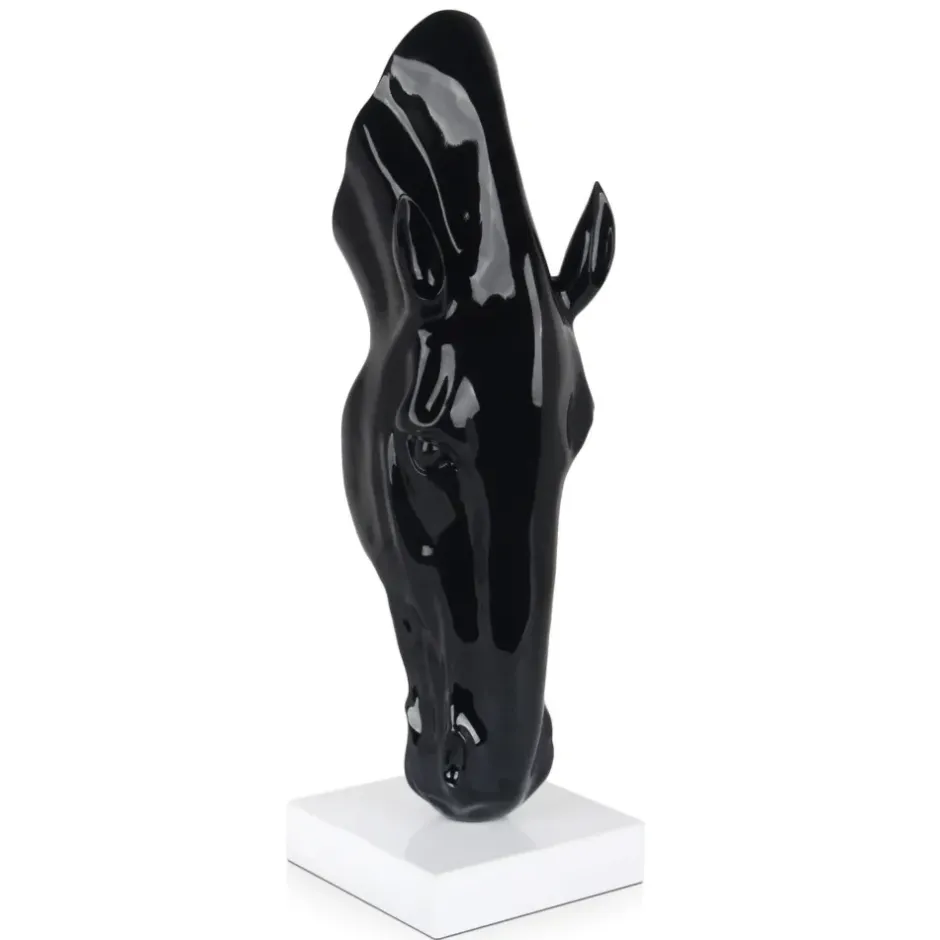 Statues & Sculptures Floor Standing|Animals^Majestic Horse Head 70cm Black Resin Indoor Sculpture