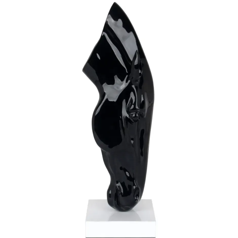 Statues & Sculptures Floor Standing|Animals^Majestic Horse Head 70cm Black Resin Indoor Sculpture