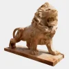Statues & Sculptures Lions|Modern^Majestic Lion 120cm Yellow Marble Garden Statue v2