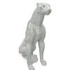 Statues & Sculptures Floor Standing|Animals^Majestic Panther 80cm Silver Resin Indoor Sculpture
