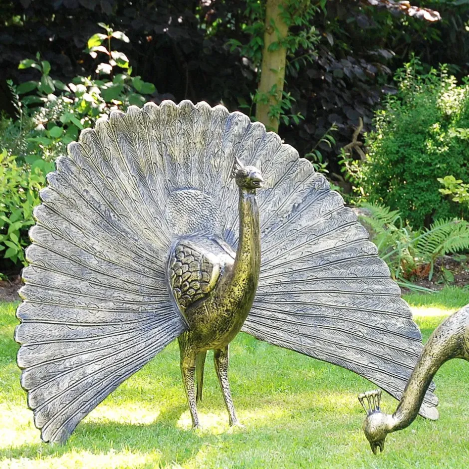 Statues & Sculptures Peacocks^Majestic Peacocks Life-Size Bronze Metal Garden Statues