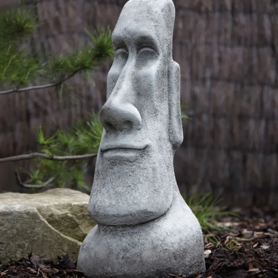 Statues & Sculptures Easter Island Heads^Male Easter Island Head Stone Garden Ornament