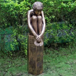 Statues & Sculptures Modern^Melina on Column 110cm Bronze Resin Garden Statue