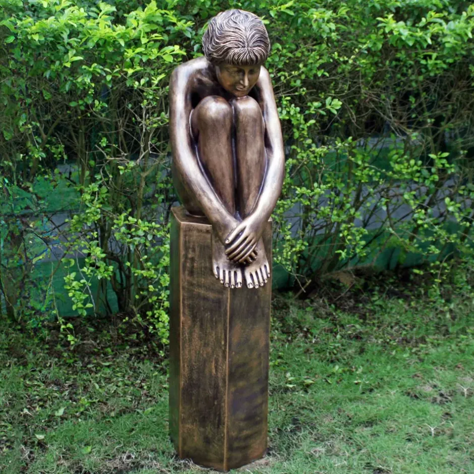 Statues & Sculptures Modern^Melina on Column 110cm Bronze Resin Garden Statue
