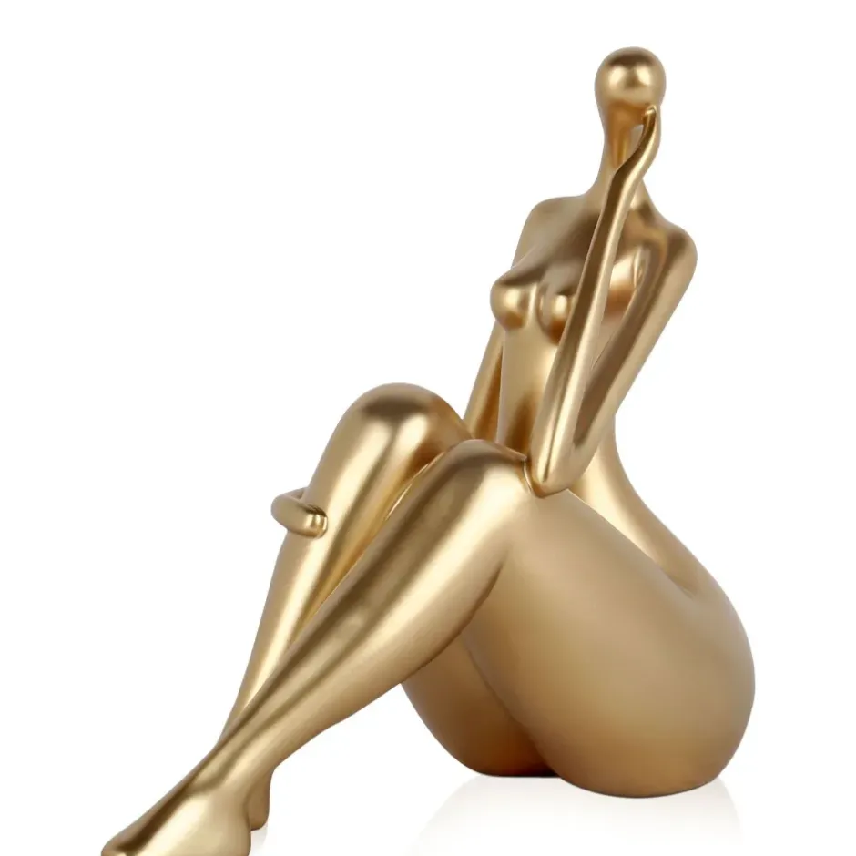 Statues & Sculptures Figurative|Table Top^Mindful Grace 26cm Gold Resin Indoor Sculpture