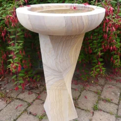 Statues & Sculptures Bird Baths^Modern Twisting Rainbow Sandstone Birdbath - Garden Bird Bath