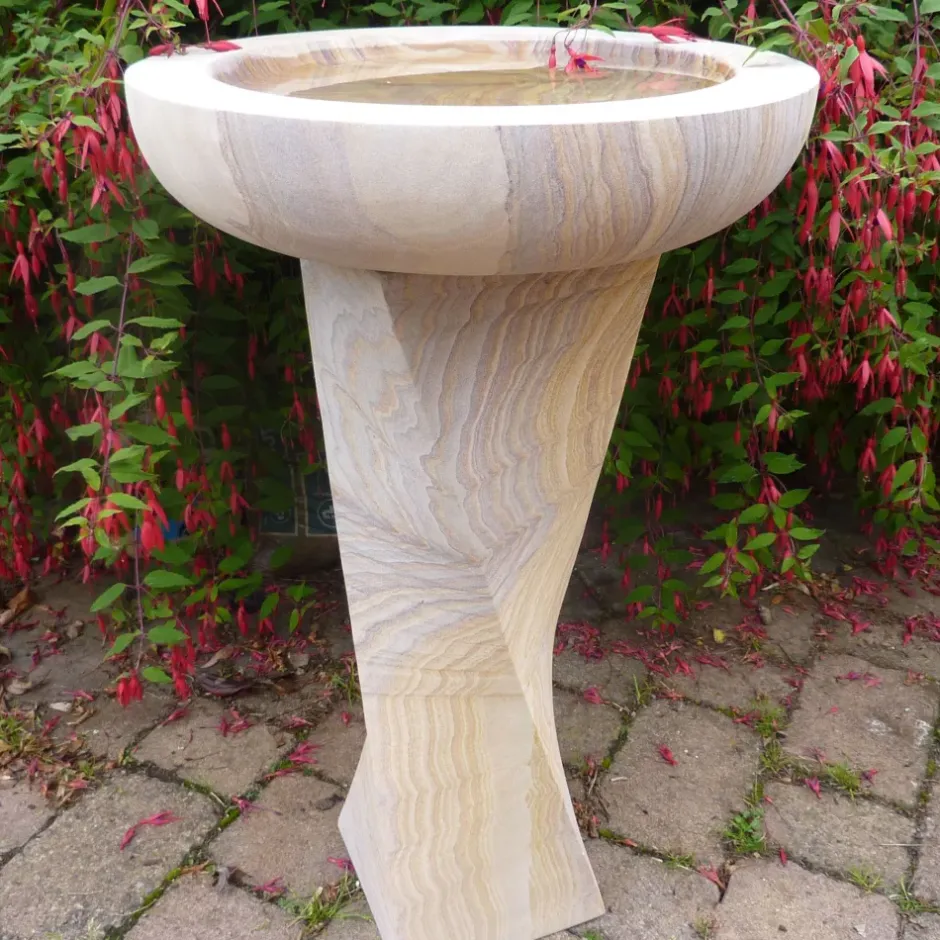 Statues & Sculptures Bird Baths^Modern Twisting Rainbow Sandstone Birdbath - Garden Bird Bath
