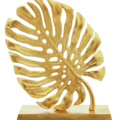 Statues & Sculptures Table Top|Contemporary^Monsera Leaf 37cm Gold Metal Indoor Sculpture