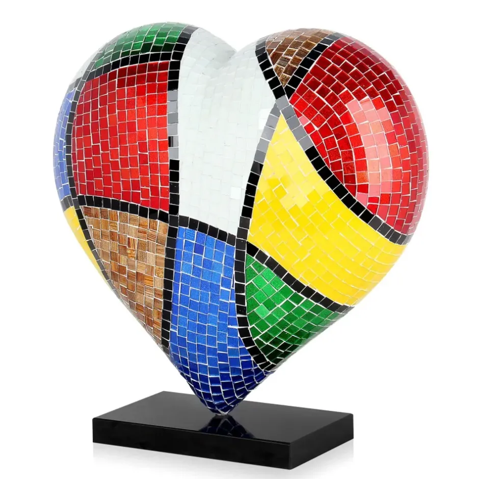 Statues & Sculptures Table Top|Pop Art^Mosaic Heart v2 46cm Pop Art Resin Indoor Sculpture
