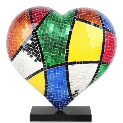 Statues & Sculptures Table Top|Pop Art^Mosaic Heart v1 46cm Pop Art Resin Indoor Sculpture
