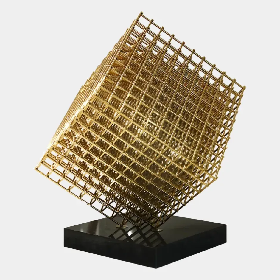 Statues & Sculptures Floor Standing|Abstract^Multiverse 120cm Gold Geometric Metal Garden Sculpture
