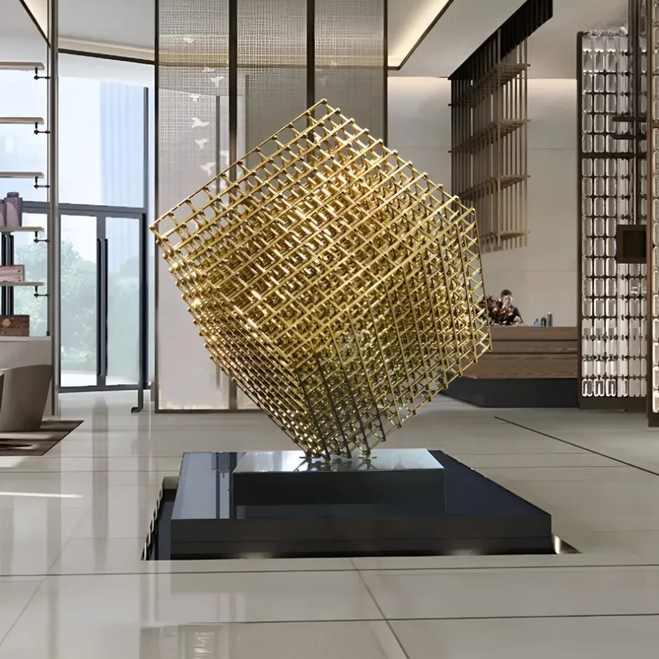 Statues & Sculptures Floor Standing|Abstract^Multiverse 150cm Silver Geometric Metal Garden Sculpture