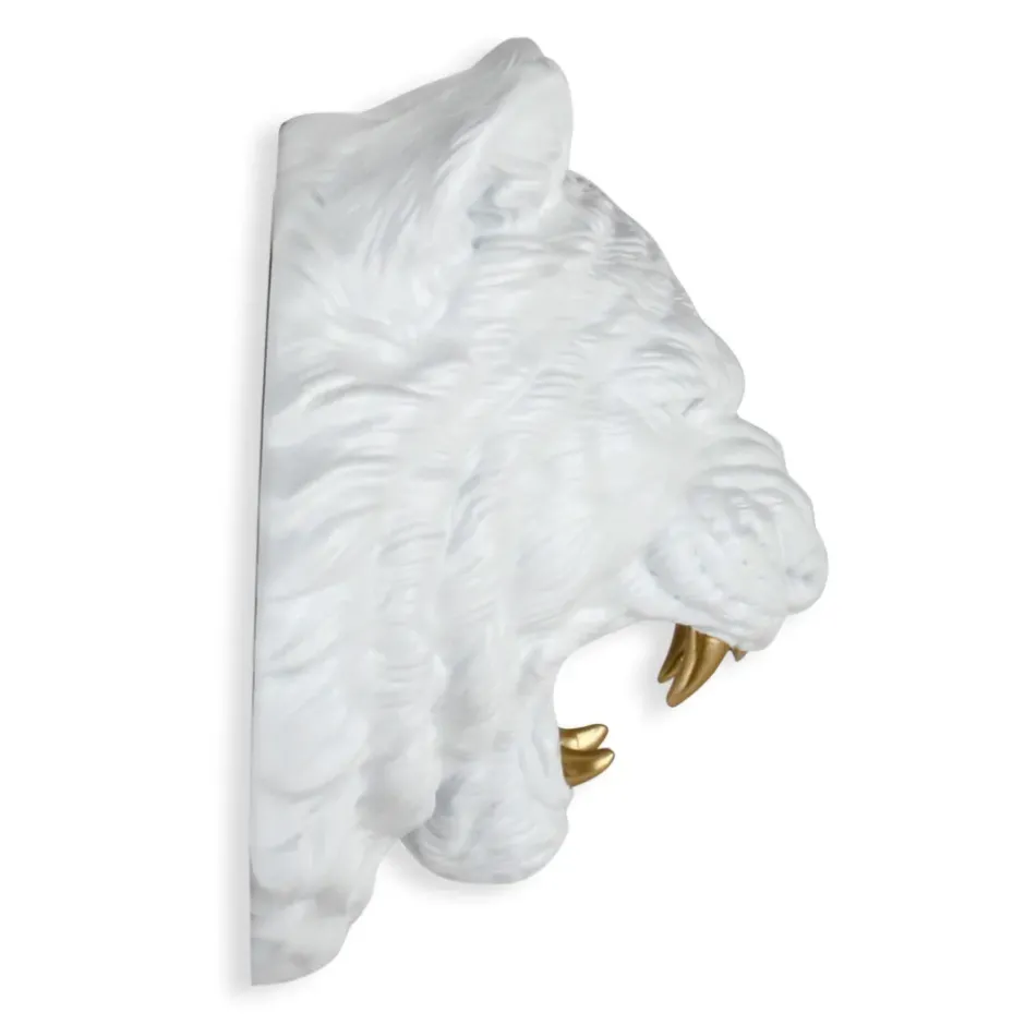 Statues & Sculptures Wall Art|Animals^Mystic Tiger 37cm White Resin Wall Sculpture
