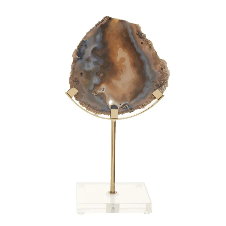 Statues & Sculptures Table Top|Abstract^Mystical Agate 30cm Black & Gold Stone Indoor Sculpture